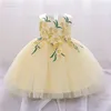Dziewczyna sukienki Dziecione dziewczyny koronkowa sukienka kwiatowa suknia ślubna Chrzty Księżniczka na białe pierwsze urodziny formalne ubrania dla dzieci