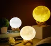 2022 3D Moon Lamp Starry Sky Light Gadgets med Stand Romantic Night 315 tum målad sänglampor Lampälskare Födelsedag Thanksgiving4219289