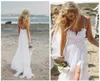 Split Evening Dresses Fancy Beach Wedding Dress Spaghetti Backless White Ivory Lace Bridal Gown White Ivory Lace Bridal Gown Eveni9563385