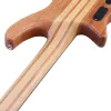 케이블 4 스트링 액티브 기타베이스 43 인치 목을 통해 전기베이스 기타 무광택 마감베이스 기타 진짜 쉘 인레이 자연스러운 색상