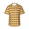 Camisas casuales para hombres Camisa hawaiana Playa Rosa Blusas de caballo Bonito estampado animal Moda para hombre de manga corta Tops de moda coreana