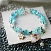 Charme Armbänder Mode Koreanische Rosa Blau Kristall Perlen Armband Für Frauen Mädchen Süße Blume Tier Elastische Schmuck Geschenke
