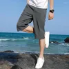 Herren-Shorts, Sommer, lässig, Sport, beschnitten, junge und mittlere Männer, schnell trocknende Strandhose, Eisseide, locker