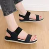 Chinelos Mulheres Slide Flat para Beach Stretch Fabric Fasion Heel Levanta Perna Comprimento Discrepância Sandálias