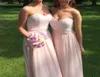 A Line Blush Pink Sweetheart Neckline Lace Chiffon Long Bridesmaid Dresses Cheap Floor Length Formal Peach Garden Country Maid of 5204124