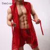 Sexy Men Hollow Out Tank Tops Sleeveless Long Vest European Style Casual Beach Shirt Clothing Open Stitch Hooded T-shirt 240313