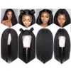 Sentetik peruklar sentetik peruklar zahmetsiz kinky düz 13x4 dantel ön peruk sentetik kırmızımsı kahverengi /siyah yaki düz saç ısıya dayanıklı fiber kinky afro 240327