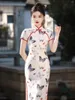 Abbigliamento etnico stile cinese artistico fresco Shu Jin cotone lungo cheongsam primavera ed estate ragazza migliorata giovane