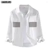 Chemises décontractées pour hommes Vêtements de printemps Mode Hommes Automne Chemise simple Contraste Couleur Poche Cardigan en vrac pour Tops doux
