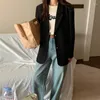 Kadın Suits Unxx Siyah Blazer Ceket Kadın Takım 2024 Bahar Sonbahar Petite Sıradan Küçük Tasarım Yüksek Kaliteli Kadın Ofis Bayan