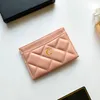 Top Mirror quality Womens fashion small wallet Designer card holder coin purse Pink young girl wallet slim leather Card wallet ID Credit Cards mini purse lambskin