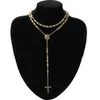 Men's charm Cross Jesus Necklace & pendants long rosary beads chain stainless steel men's jewelry
