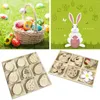 Party Decoration Unfinished Wooden Easter Ornaments Crafts Pendants Embellishments Wood Slices Hanging With Ropes For Decor