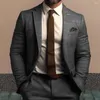 メンズスーツメンスーツコートフォーマルなビジネススタイル格子縞のプリント長袖ブレザーシングルボタン閉鎖ミッドレングスストレートワークオフィス