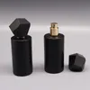 Bouteille de parfum en verre épais rechargeable avec couvercle polyédrique, noir et or, atomiseur vide, pour maquillage et cosmétique, 50ml