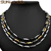 Charm Bracelets SUNNERLEES Stainless Steel Necklace Set 3mm Geometric Link Chain Silver Color Gold Plated Men Women Jewelry SC247 L240319