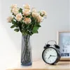 Decorative Flowers 3 Pcs Simulation Snow Mountain Rose Home Living Room Decoration Flower Arrangement False Silk Table Bouquet Decor