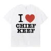 J'aime Chief Keef T-shirt Hommes Femmes Mode Hip Hop Harajuku T-shirt à manches courtes Esthétique Vintage T-shirts surdimensionnés Tops 240313