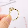 Hochzeit Ringe Gold Farbe Für Frauen Engagement Einstellbare Kristall Versprechen Zubehör Koreanische Mode Mariage Schmuck R812