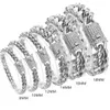 Bangle 2019 New Arrival 8/10/12/14/16/18mm Miami Curb Cuban Stainless Steel Chain Crystal Bracelet Casting Lock Clasp Male Link Jewelry 240319