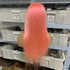 Baby Hair Pink 13x4 Przezroczyste koronkowe peruki czołowe proste koronkowe przedni peruka 180 Gęstość 613 Kolorowe peruki ludzkie włosy dla czarnych kobiet