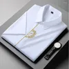 Polos pour hommes taille plus chemise à manches courtes brodée noir blanc respirant style chinois rétro vêtements masculins