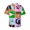 Мужские повседневные рубашки с силуэтом животных, рубашки с птицами и растениями, элегантные Гавайские мужские блузки с короткими рукавами для отдыха в стиле Харадзюку, большие блузки