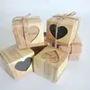 Present Wrap 10 PCS/LOT Romantic Love Heart Kraft Paper Candy Box Wedding With Bäckväv Förpackningspåsar Square Party för gäst