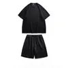 2024 Mannen Set Mode Zomer Losse Casual T-shirts Shorts Hoge Kwaliteit Koreaanse Luxe Kleding Effen Kleur Korte Sets 240315