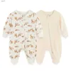 Barboteuses 2/3 pièces unisexe barboteuses 2 voies fermeture éclair nouveau-né bébé fille vêtements ensembles automne 0-24M coton bébé garçon vêtements dessin animé SpringC24319