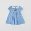 Sukienki dla dziewczynek dziewczyny w kratę sukienkę z haftowanym królikiem maluch maluch letnie ubranie 2-7y
