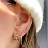 Hoop Earrings CRMYA Double Huggie Chain Earring For Women Brass Gold Color Waterproof Fashion Piercing 2024 Jewelry Wholesale