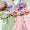 Aile – robe d'été pour filles, motif floral, manches courtes, princesse, vente en gros, vêtements en vrac, Costume pour enfants, 2024