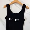 Luxury brand miu black dress designer camisole dress sweet mini skirt sexy sleeveless vest summer knitted tank top R-H28273