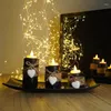 Подсвечники, черный подсвечник, набор из 3 шт. с подносом, деревянные поделки, украшения для романтического стола при свечах, центральная часть стола