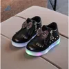 HBP Non-Brand Children Glowing Sneakers Kids Princess Bow for Girls LED Shoes Cute Baby with Light Luminous