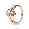 Cluster Rings Authentic 925 Sterling Silver for Women Rose Gold Geometric Shapes Finger Ring Stapble Wedding Jewelry Bague Femme