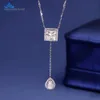 Collier avec pendentif en argent Sterling pour femmes, breloques fantaisie, bijoux plaqués or, Mossanite VVS, Moissanite