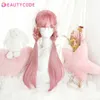Synthetic Wigs Lace Wigs Synthetic Wig Long Wavy Girl PInk Wig With Bangs Heat resistant Black Blue Red Blonde Purple Cosplay Lolita Halloween Party Wig 240328 240327