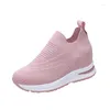 Zapatos informales para mujer, zapatillas de deporte con plataforma, moda de primavera, vulcanizados, con cordones, malla transpirable, Tenis femeninos