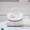 子供の豪華なビーズの花のプリンセスハンドバッグガールズパールチェーンシングルショルダーバッグキッズスパンコール格子縞のクロスボディバッグZ7231