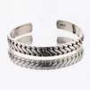 Japanese and Korean style hip hop personalized carved tire pattern Bracelet womens simple fashion brand Thai silver open hand jewelry