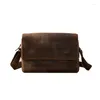 Bag Real Cowhide Leather Manual Mens Messenger Bags Retro Soft Shoulder Luxury Casual Message Male Fashion Crossbody