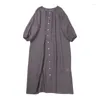 Women's Blouses Lightweight And Fluffy Long Cardigan Light Thin Ramie Loose Fitting Shirt Round Neck Sleeves Coat 23008