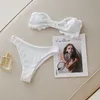 2024 nuove donne di estate sexy tre pezzi bikini set con pantaloni parte superiore del tubo bianco con pantaloni foro vestito femminile bikini beachwear