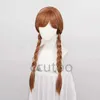 Synthetic Wigs Cosplay Wigs Halloween Women Princess Anna Wig Brown Braids Adult Party Synthetic Hair + Wig Cap 240328 240327