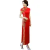 Vêtements ethniques Style chinois Traditionnel Col Mandarin Broder Cheongsam Femmes Mariage Soirée Robe Classique Bouton Qipao Nouveauté