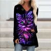 Designer Women's Fashion T-shirt New digital printing creative dark cat long sleeved tops fashionable casual spring and autumn style for Women's clothingQYVZ