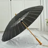 Paraplyer Tassel Ancient Style Long Handle Paraply for Women Rain and Clear Dual Use Black UV Protection Sun