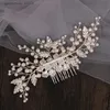 Diadèmes Couleur Argent Fleur Perle Strass Peigne À Cheveux Bandeau Accessoires De Cheveux De Mariage Pour Les Femmes Mariée Tiara Bandeau Bijoux De Cheveux Y240319